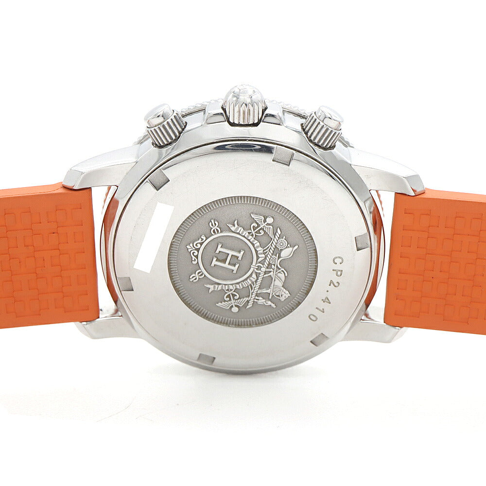 電池交換済 HERMES エルメス クリッパー ダイバー クロノグラフ CP2.410 スモールセコンド デイト シルバー SS ステンレス 純正ベルト 純正尾錠 メンズ レディース ボーイズ クォーツ【6ヶ月保証】【腕時計】【中古】