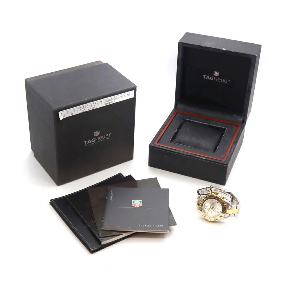 TAG Heuer タグホイヤー アクアレーサー クロノグラフ CAF2120 デイト スモールセコンド 300m防水 シルバー SS ステンレス YGP イエローゴールド コンビ メンズ 自動巻き【6ヶ月保証】【腕時計】【中古】
