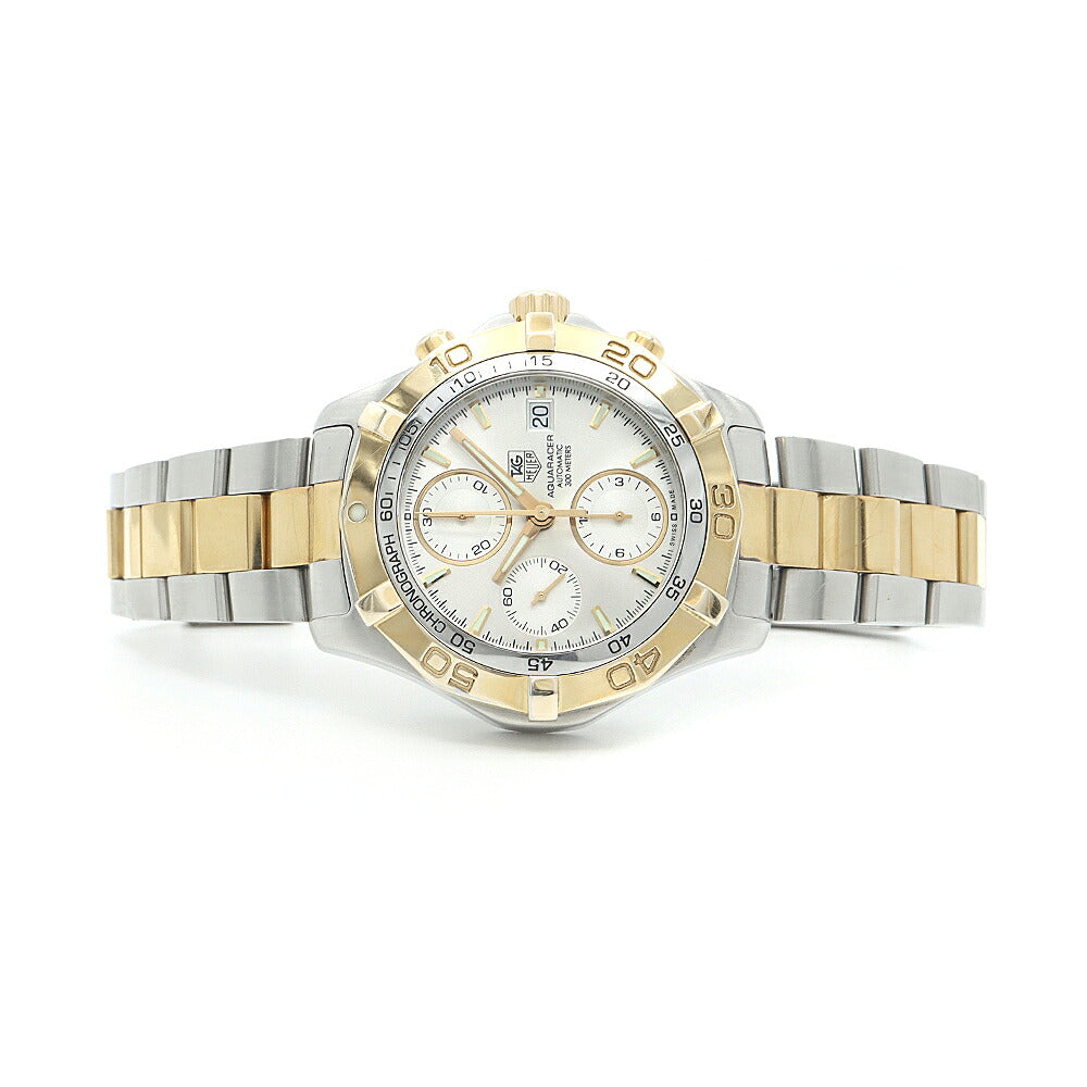 TAG Heuer タグホイヤー アクアレーサー クロノグラフ CAF2120 デイト スモールセコンド 300m防水 シルバー SS ステンレス YGP イエローゴールド コンビ メンズ 自動巻き【6ヶ月保証】【腕時計】【中古】