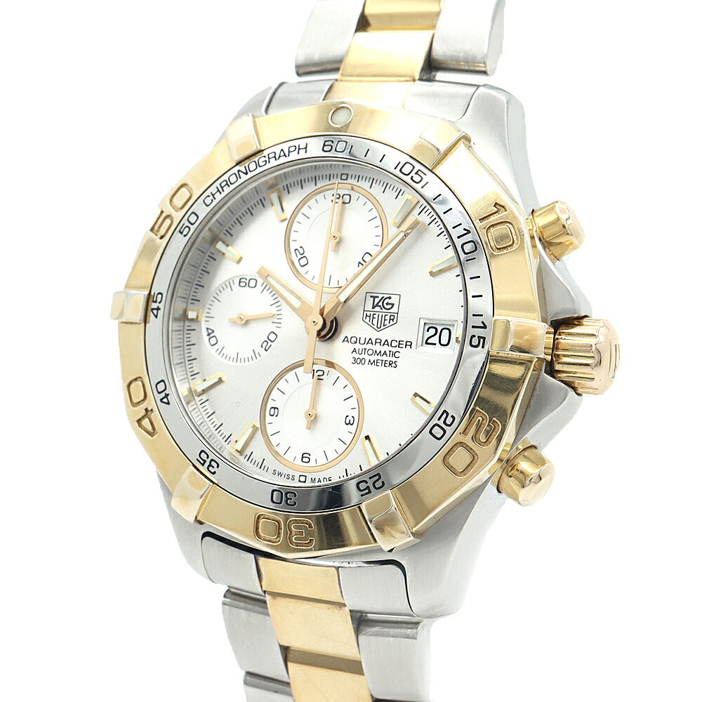TAG Heuer タグホイヤー アクアレーサー クロノグラフ CAF2120 デイト スモールセコンド 300m防水 シルバー SS ステンレス YGP イエローゴールド コンビ メンズ 自動巻き【6ヶ月保証】【腕時計】【中古】