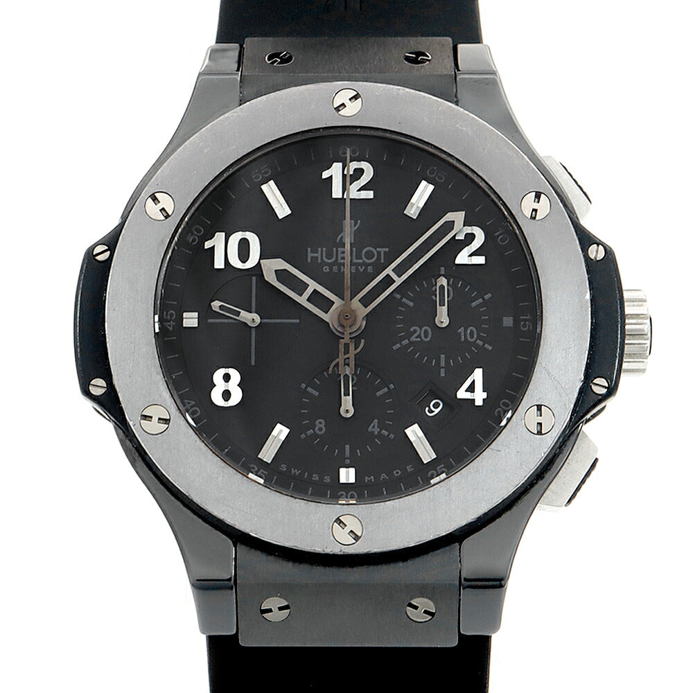 内部点検済 HUBLOT ウブロ ビッグバン アイスバン クロノグラフ 301.CT.130.RX デイト スモールセコンド 裏スケ 黒 ブラック CE セラミック Ti チタン 純正ベルト 純正尾錠 メンズ 自動巻き ビックバン 【6ヶ月保証】【腕時計】【中古】