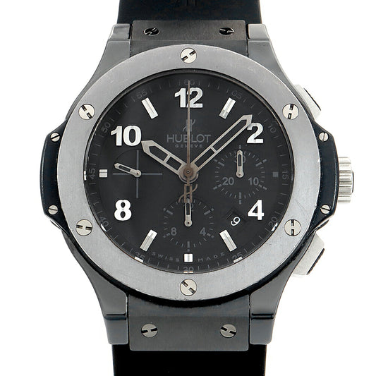 内部点検済 HUBLOT ウブロ ビッグバン アイスバン クロノグラフ 301.CT.130.RX デイト スモールセコンド 裏スケ 黒 ブラック CE セラミック Ti チタン 純正ベルト 純正尾錠 メンズ 自動巻き ビックバン 【6ヶ月保証】【腕時計】【中古】