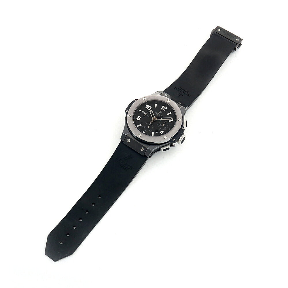 内部点検済 HUBLOT ウブロ ビッグバン アイスバン クロノグラフ 301.CT.130.RX デイト スモールセコンド 裏スケ 黒 ブラック CE セラミック Ti チタン 純正ベルト 純正尾錠 メンズ 自動巻き ビックバン 【6ヶ月保証】【腕時計】【中古】