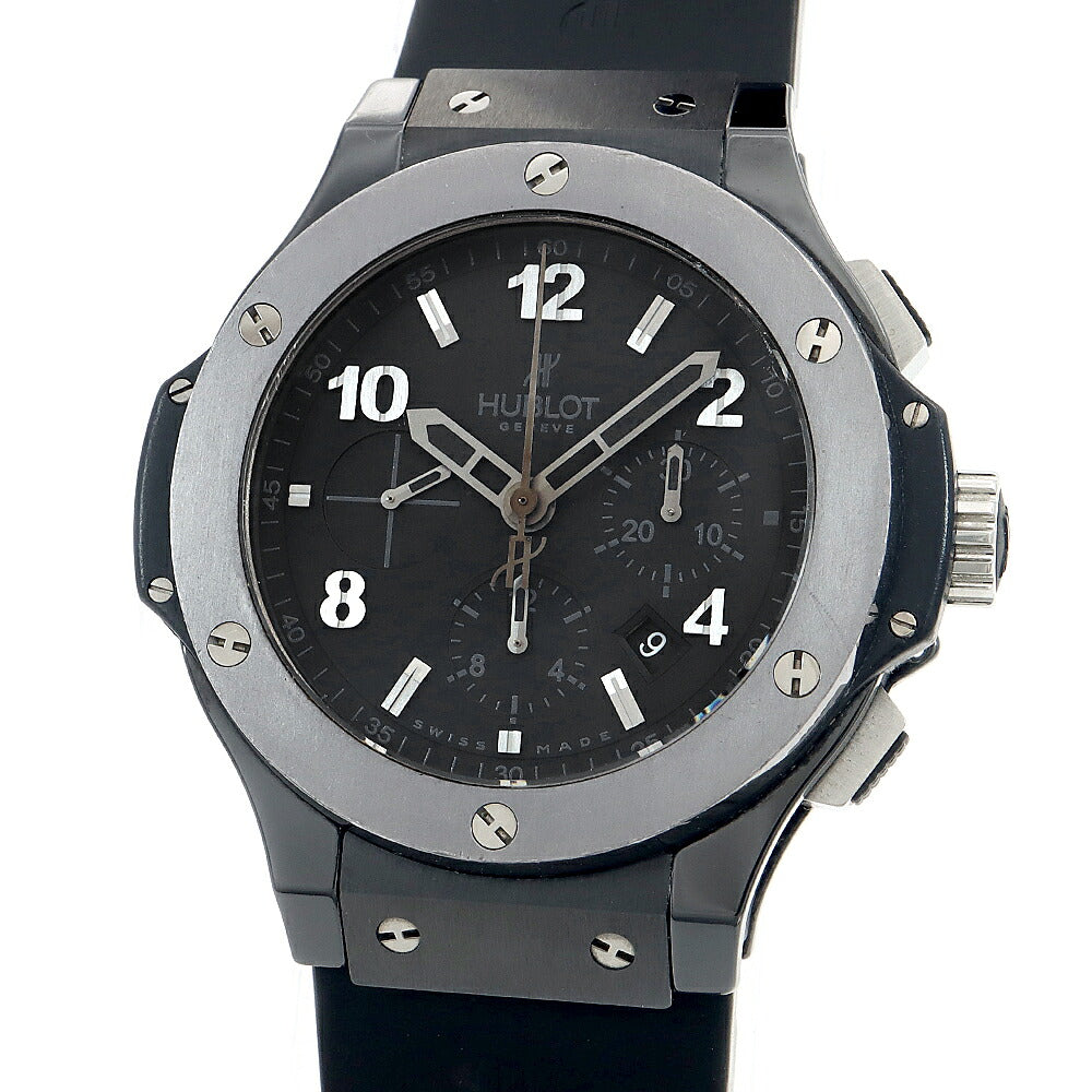内部点検済 HUBLOT ウブロ ビッグバン アイスバン クロノグラフ 301.CT.130.RX デイト スモールセコンド 裏スケ 黒 ブラック CE セラミック Ti チタン 純正ベルト 純正尾錠 メンズ 自動巻き ビックバン 【6ヶ月保証】【腕時計】【中古】