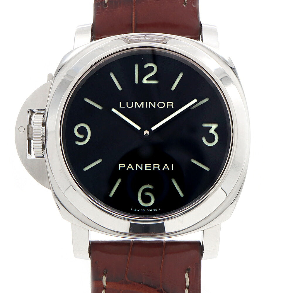 PANERAI パネライ ルミノール ベース レフトハンド PAM00219 300ｍ防水 裏スケ 黒 ブラック SS ステンレス 純正ベルト 純正尾錠 メンズ 手巻き【6ヶ月保証】【腕時計】【中古】
