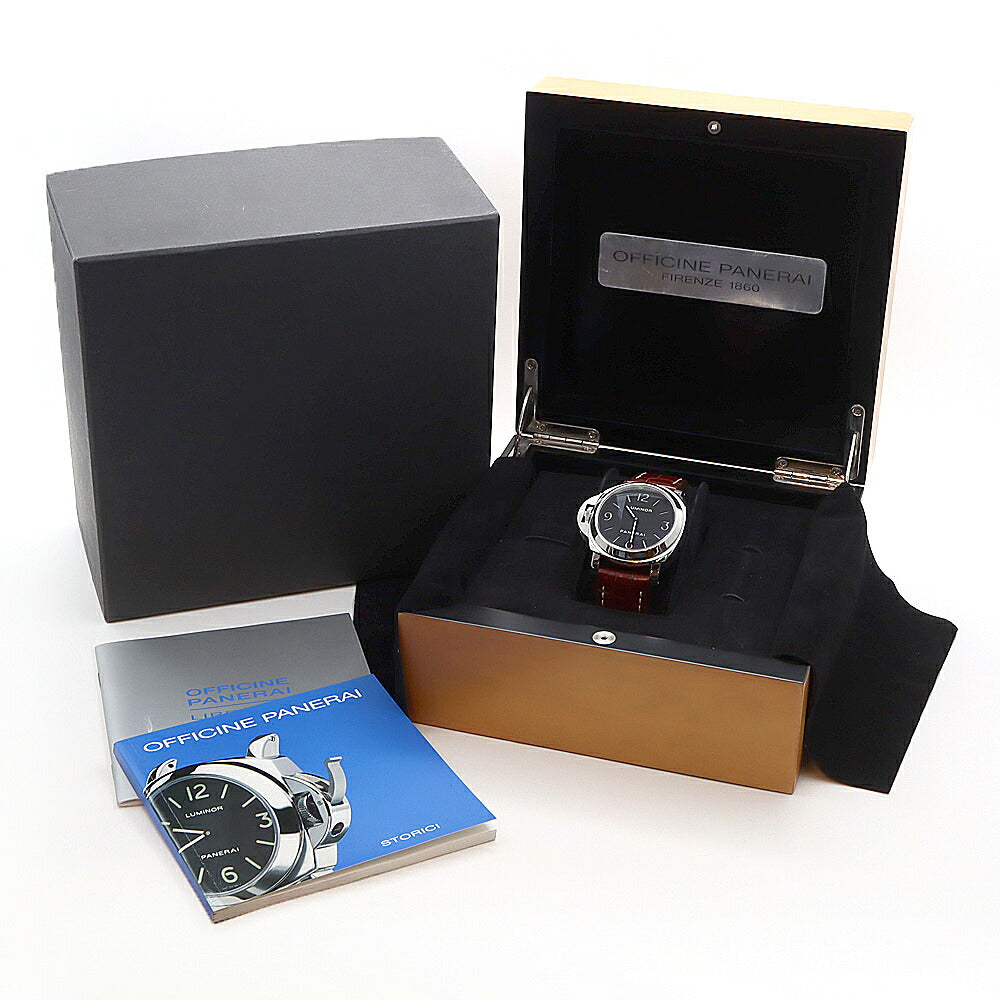 PANERAI パネライ ルミノール ベース レフトハンド PAM00219 300ｍ防水 裏スケ 黒 ブラック SS ステンレス 純正ベルト 純正尾錠 メンズ 手巻き【6ヶ月保証】【腕時計】【中古】
