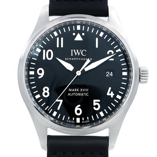 IWC インターナショナルウォッチカンパニー パイロットウォッチ マークXVIII IW327001 デイト 60m防水 黒 ブラック SS ステンレス 純正ベルト 純正尾錠 メンズ 自動巻き【6ヶ月保証】【腕時計】【中古】