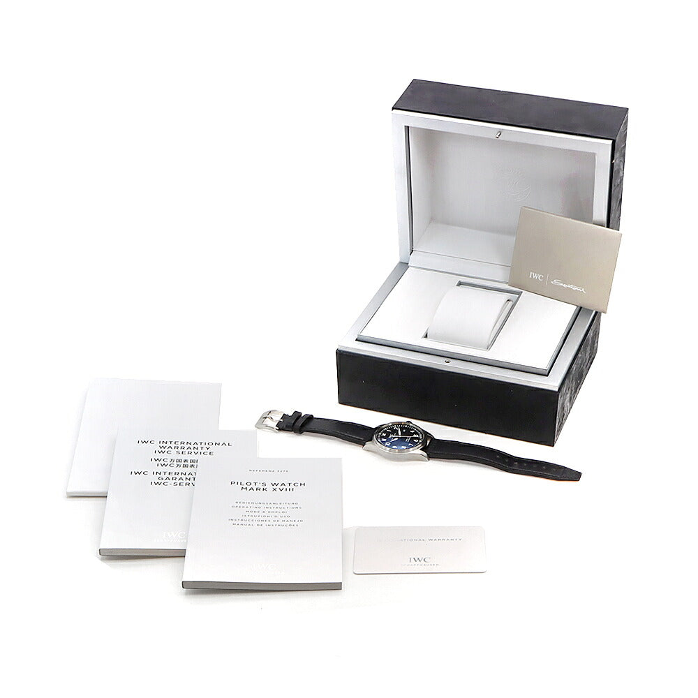 IWC インターナショナルウォッチカンパニー パイロットウォッチ マークXVIII IW327001 デイト 60m防水 黒 ブラック SS ステンレス 純正ベルト 純正尾錠 メンズ 自動巻き【6ヶ月保証】【腕時計】【中古】