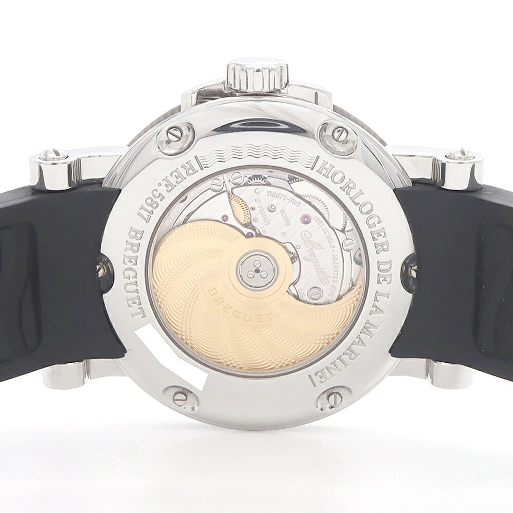 Breguet ブレゲ マリーンII ラージデイト 5817 5817ST 92 5V8 デイト 裏スケ 黒 ブラック ギョーシェ SS ステンレス メンズ 自動巻き【6ヶ月保証】【腕時計】【中古】
