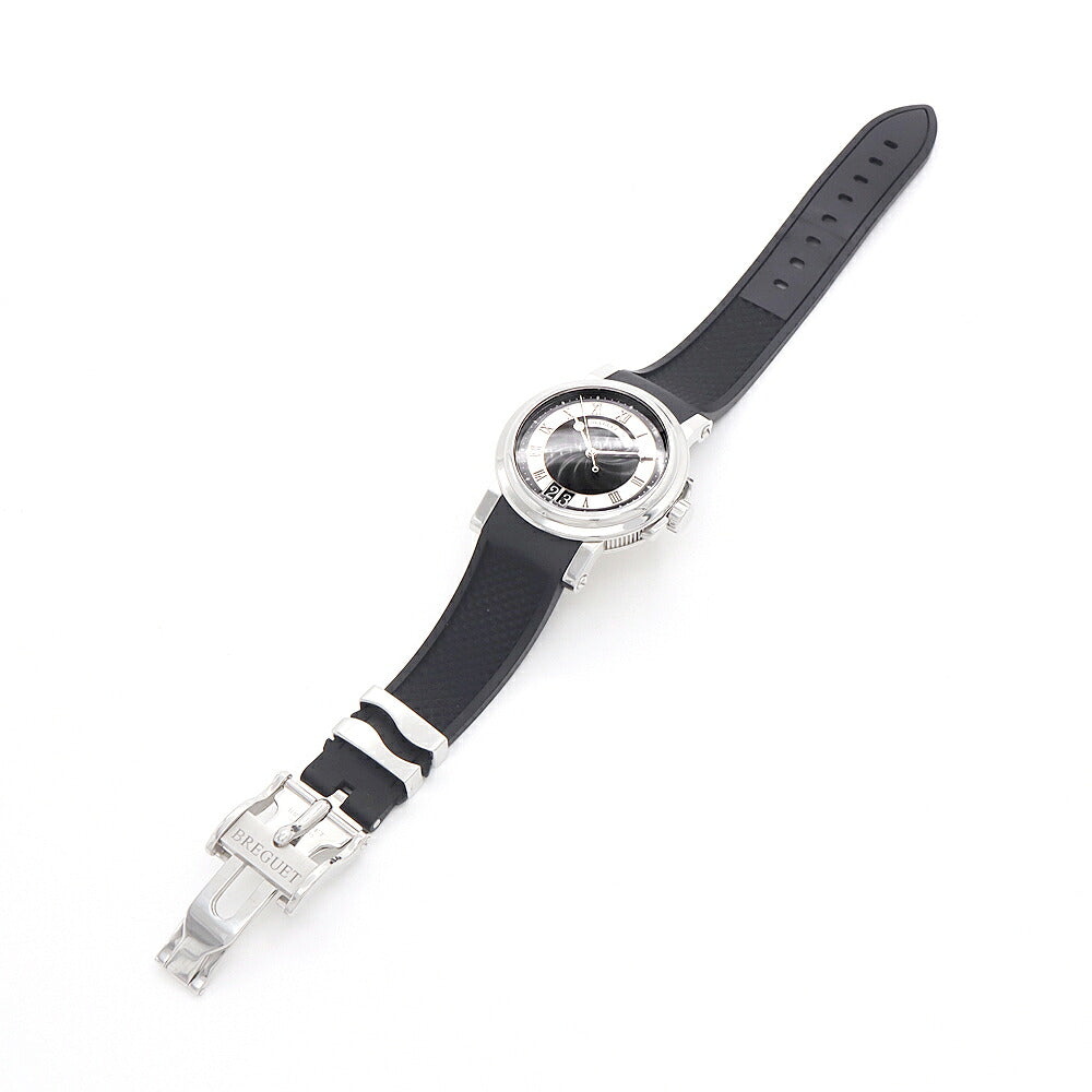 Breguet ブレゲ マリーンII ラージデイト 5817 5817ST 92 5V8 デイト 裏スケ 黒 ブラック ギョーシェ SS ステンレス メンズ 自動巻き【6ヶ月保証】【腕時計】【中古】