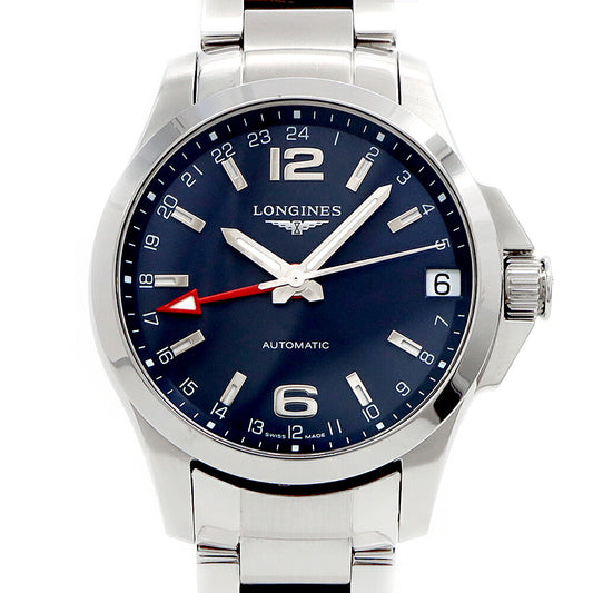 内部点検済 LONGINES ロンジン コンクエスト GMT L3.687.4 デイト 50m防水 青 ブルー SS ステンレス メンズ 自動巻き【6ヶ月保証】【腕時計】【中古】