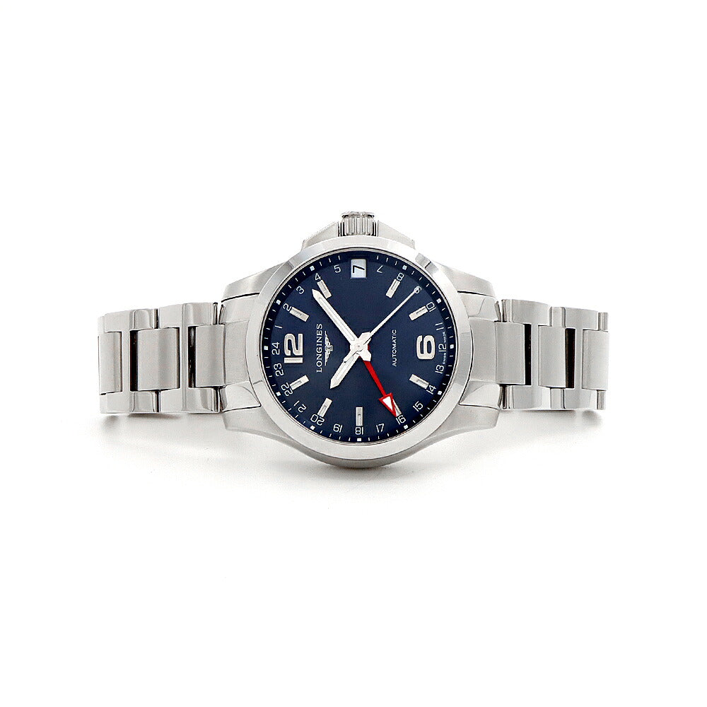 内部点検済 LONGINES ロンジン コンクエスト GMT L3.687.4 デイト 50m防水 青 ブルー SS ステンレス メンズ 自動巻き【6ヶ月保証】【腕時計】【中古】