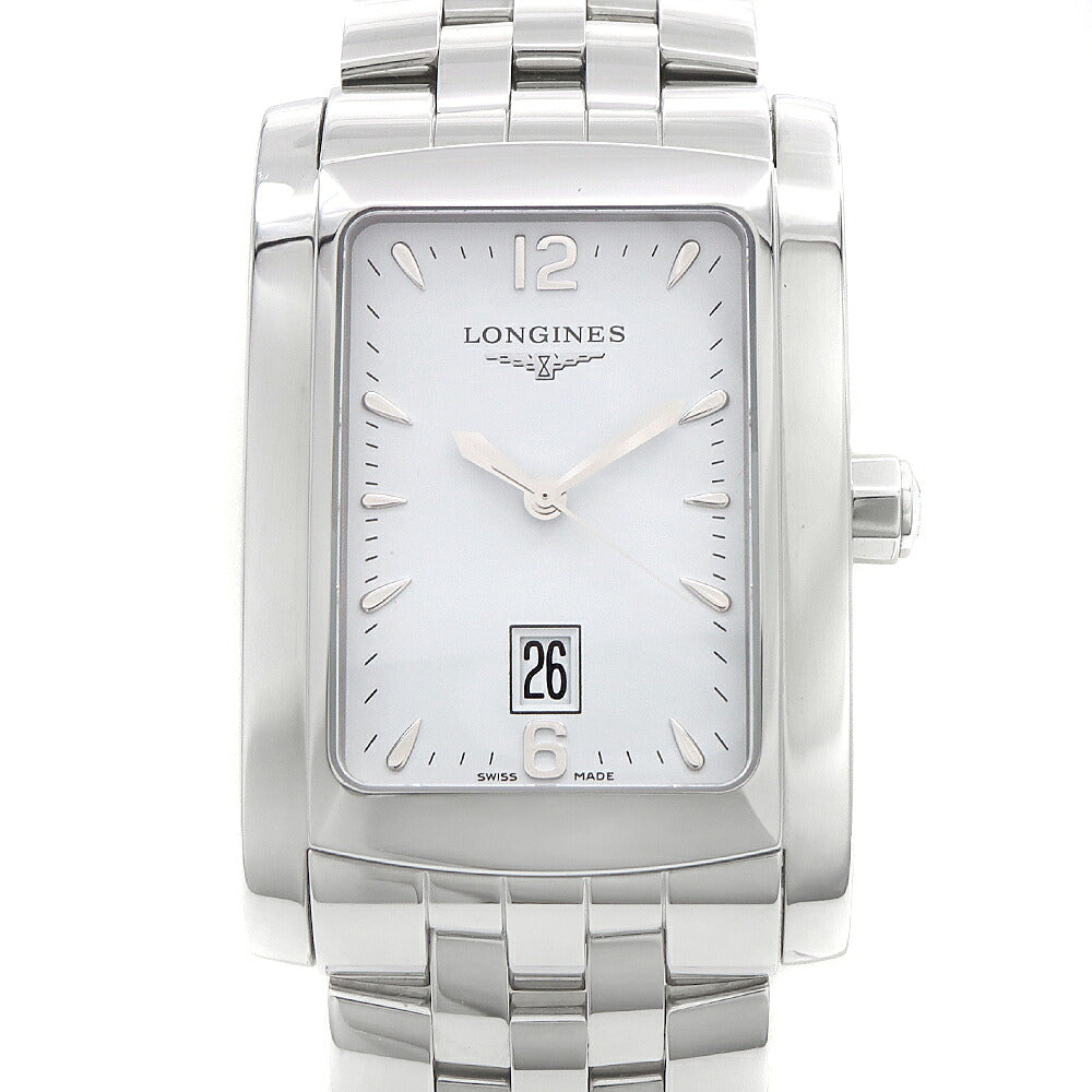電池交換済 LONGINES ロンジン ドルチェヴィータ XL L5.686.4 デイト 30m防水 白 ホワイト SS ステンレス メンズ クォーツ【6ヶ月保証】【腕時計】【中古】