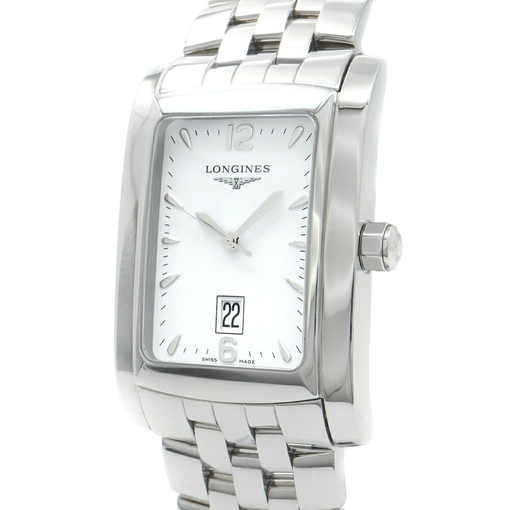 電池交換済 LONGINES ロンジン ドルチェヴィータ XL L5.686.4 デイト 30m防水 白 ホワイト SS ステンレス メンズ クォーツ【6ヶ月保証】【腕時計】【中古】
