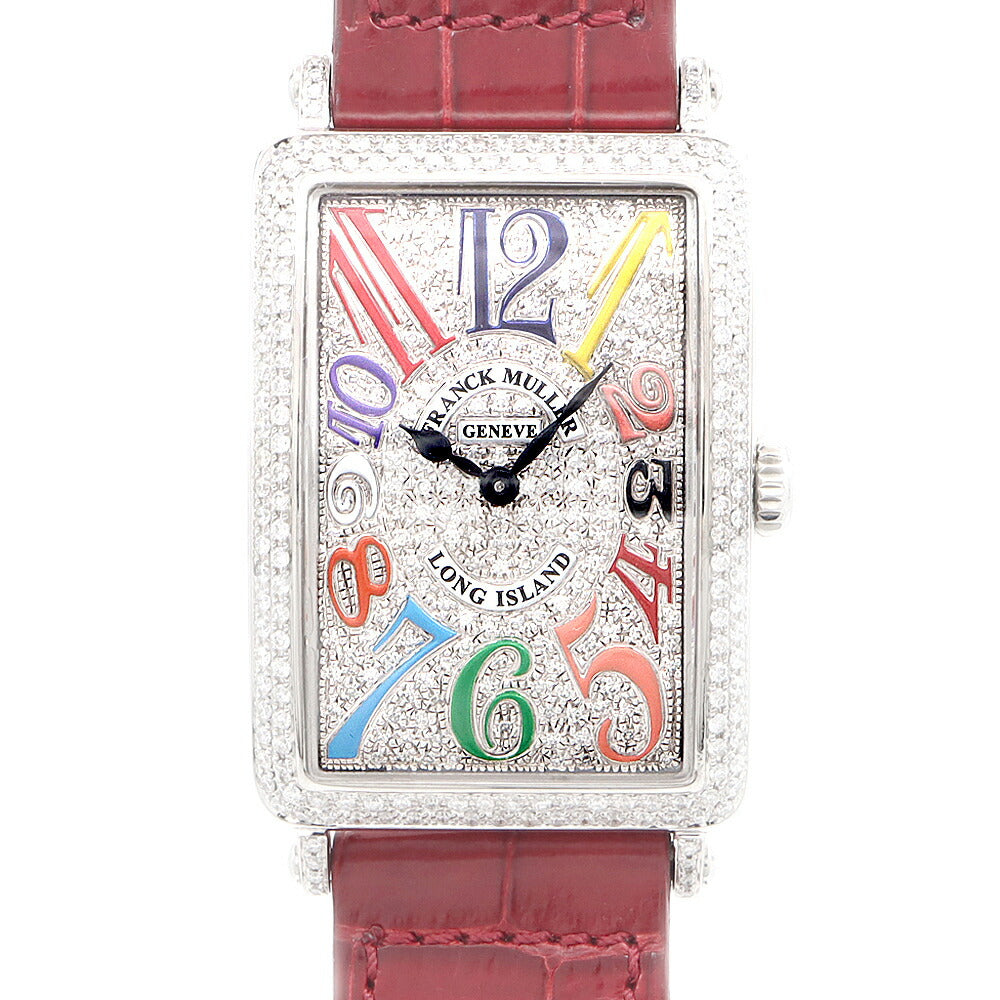 電池交換済 FRANCK MULLER フランクミュラー ロングアイランド 2重ダイヤベゼル ダイヤ文字盤 952QZ ダイヤモンド SS ステンレス アフターダイヤ レディース クォーツ【6ヶ月保証】【中古】【腕時計】