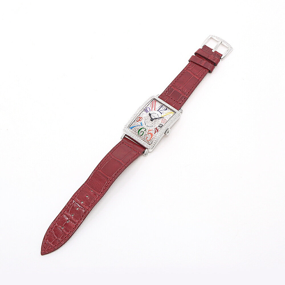 電池交換済 FRANCK MULLER フランクミュラー ロングアイランド 2重ダイヤベゼル ダイヤ文字盤 952QZ ダイヤモンド SS ステンレス アフターダイヤ レディース クォーツ【6ヶ月保証】【中古】【腕時計】