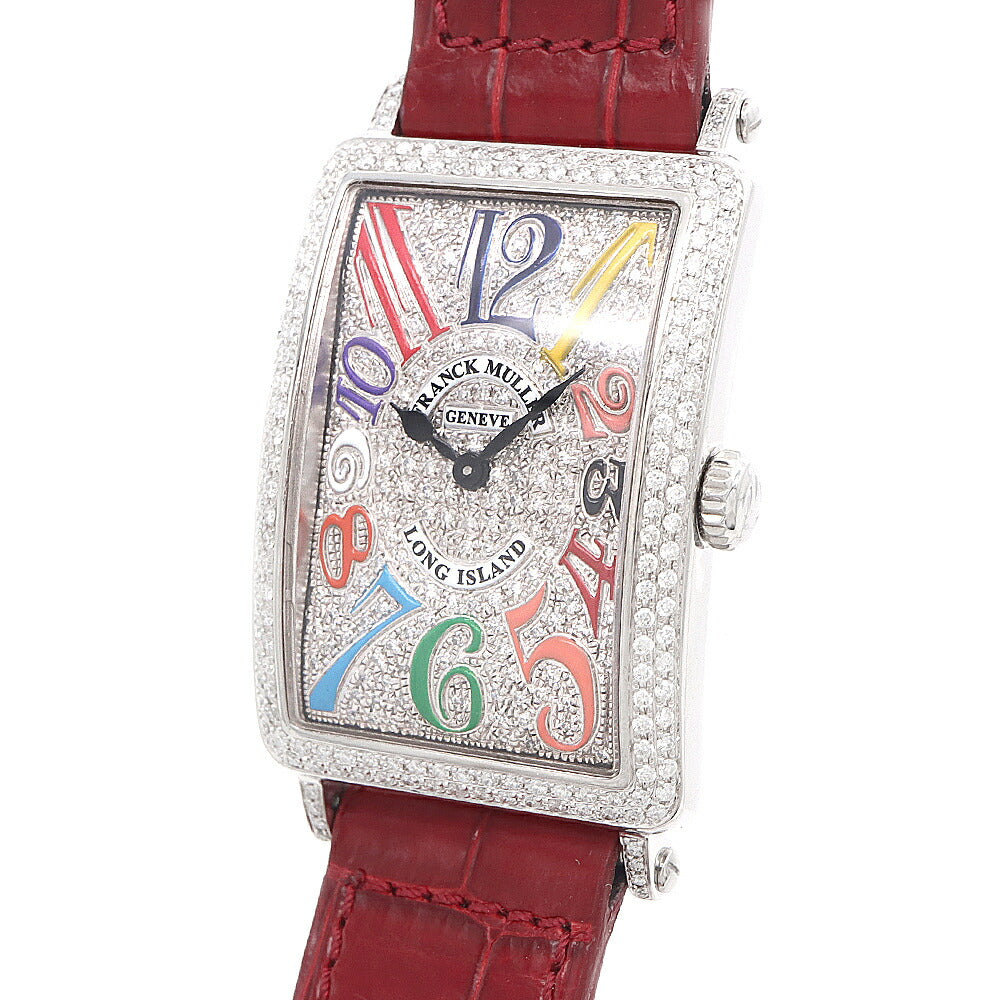 電池交換済 FRANCK MULLER フランクミュラー ロングアイランド 2重ダイヤベゼル ダイヤ文字盤 952QZ ダイヤモンド SS ステンレス アフターダイヤ レディース クォーツ【6ヶ月保証】【中古】【腕時計】