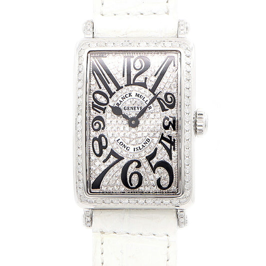 電池交換済 FRANCK MULLER フランクミュラー ロングアイランド ダイヤベゼル 902QZ ダイヤモンド SS ステンレス ダイヤ文字盤 アフターダイヤ レディース クォーツ【6ヶ月保証】【中古】【腕時計】