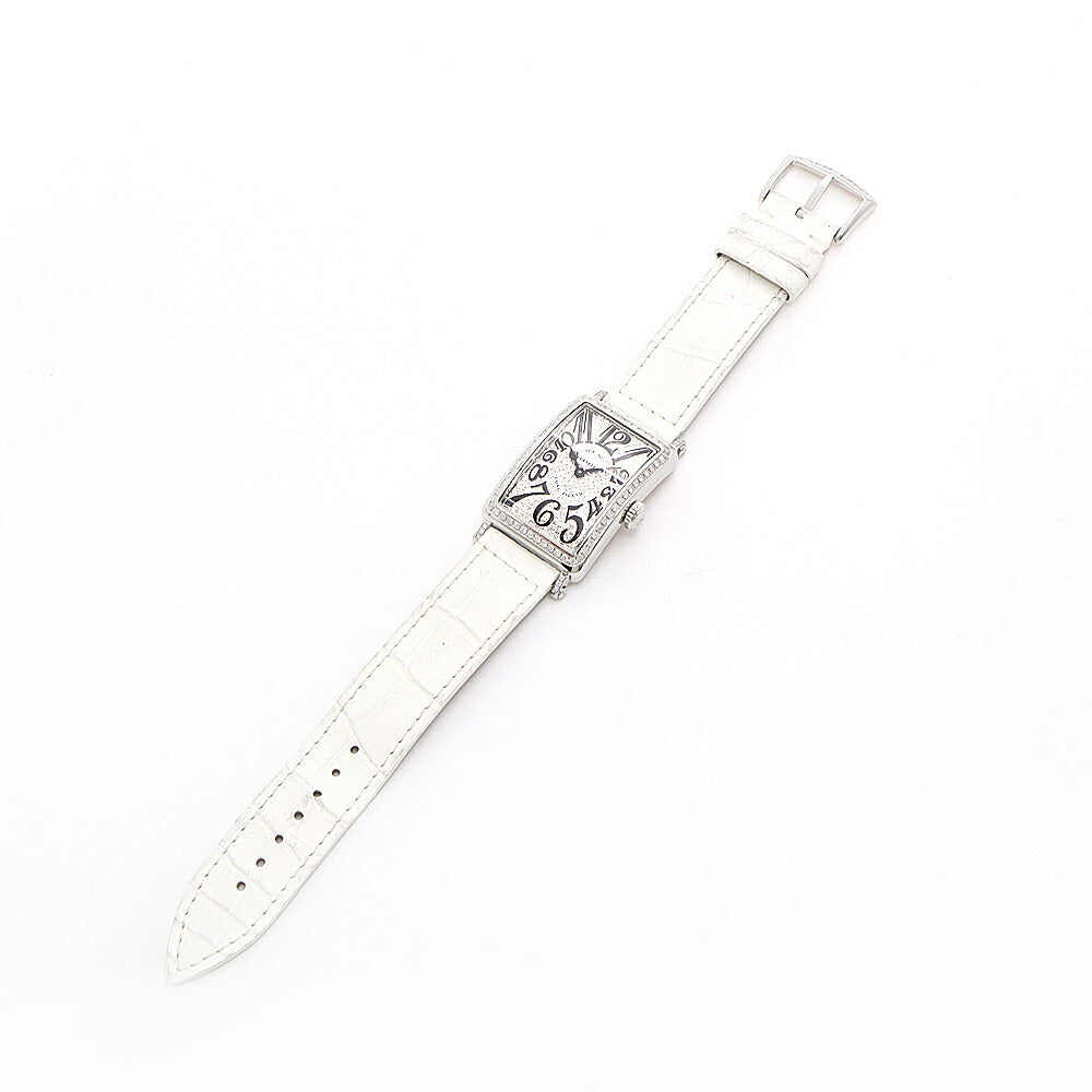 電池交換済 FRANCK MULLER フランクミュラー ロングアイランド ダイヤベゼル 902QZ ダイヤモンド SS ステンレス ダイヤ文字盤 アフターダイヤ レディース クォーツ【6ヶ月保証】【中古】【腕時計】