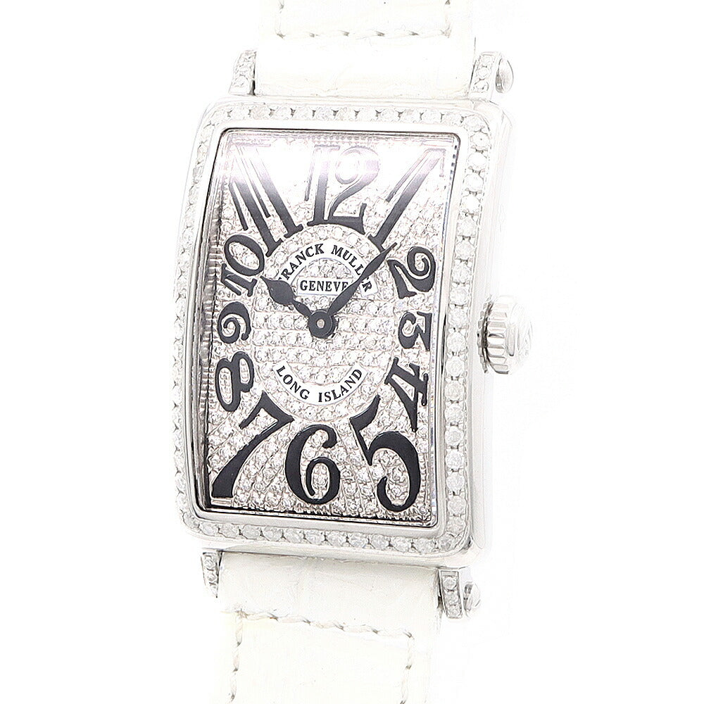 電池交換済 FRANCK MULLER フランクミュラー ロングアイランド ダイヤベゼル 902QZ ダイヤモンド SS ステンレス ダイヤ文字盤 アフターダイヤ レディース クォーツ【6ヶ月保証】【中古】【腕時計】