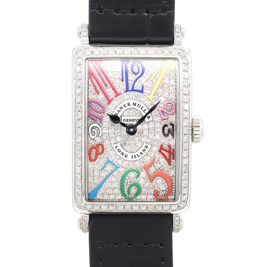 電池交換済 FRANCK MULLER フランクミュラー ロングアイランド ダイヤベゼル 902QZ ダイヤモンド SS ステンレス ダイヤ文字盤 アフターダイヤ レディース クォーツ【6ヶ月保証】【中古】【腕時計】