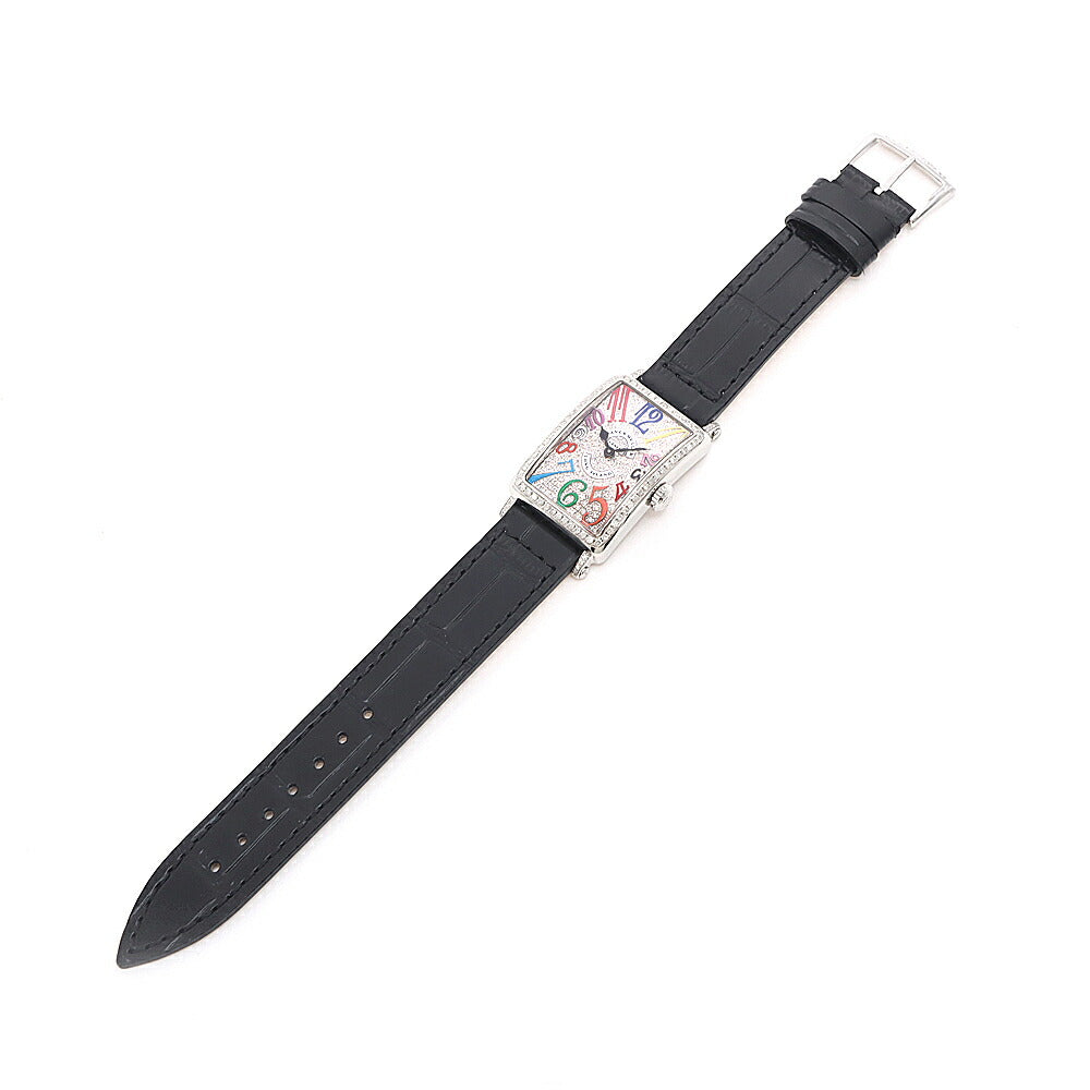 電池交換済 FRANCK MULLER フランクミュラー ロングアイランド ダイヤベゼル 902QZ ダイヤモンド SS ステンレス ダイヤ文字盤 アフターダイヤ レディース クォーツ【6ヶ月保証】【中古】【腕時計】