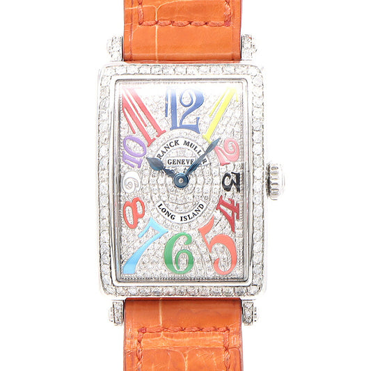 電池交換済 FRANCK MULLER フランクミュラー ロングアイランド カラードリーム ダイヤベゼル 902QZ ダイヤモンド SS ステンレス ダイヤ文字盤 アフターダイヤ レディース クォーツ【6ヶ月保証】【中古】【腕時計】