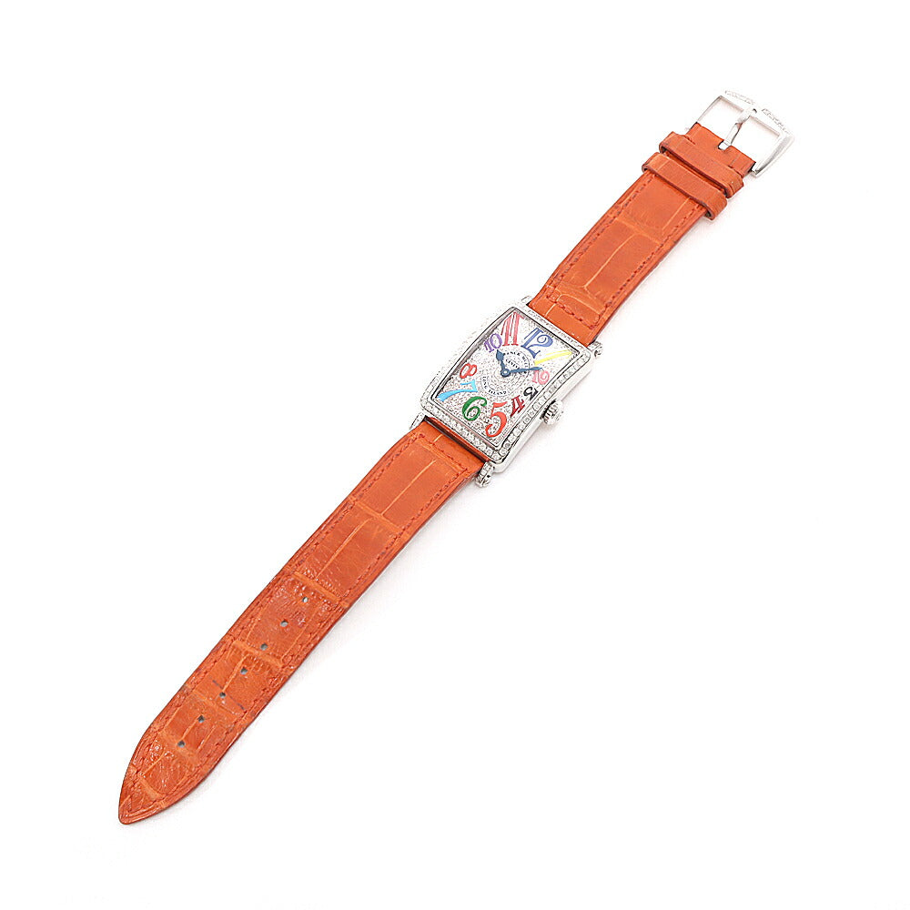 電池交換済 FRANCK MULLER フランクミュラー ロングアイランド カラードリーム ダイヤベゼル 902QZ ダイヤモンド SS ステンレス ダイヤ文字盤 アフターダイヤ レディース クォーツ【6ヶ月保証】【中古】【腕時計】