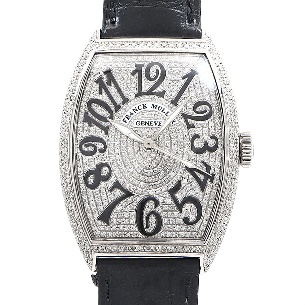 FRANCK MULLER フランクミュラー トノーカーベックス レリーフ ダイヤベゼル ダイヤ文字盤 6850SCREL ダイヤモンド デイト SS ステンレス アフターダイヤ メンズ 自動巻き【6ヶ月保証】【中古】【腕時計】