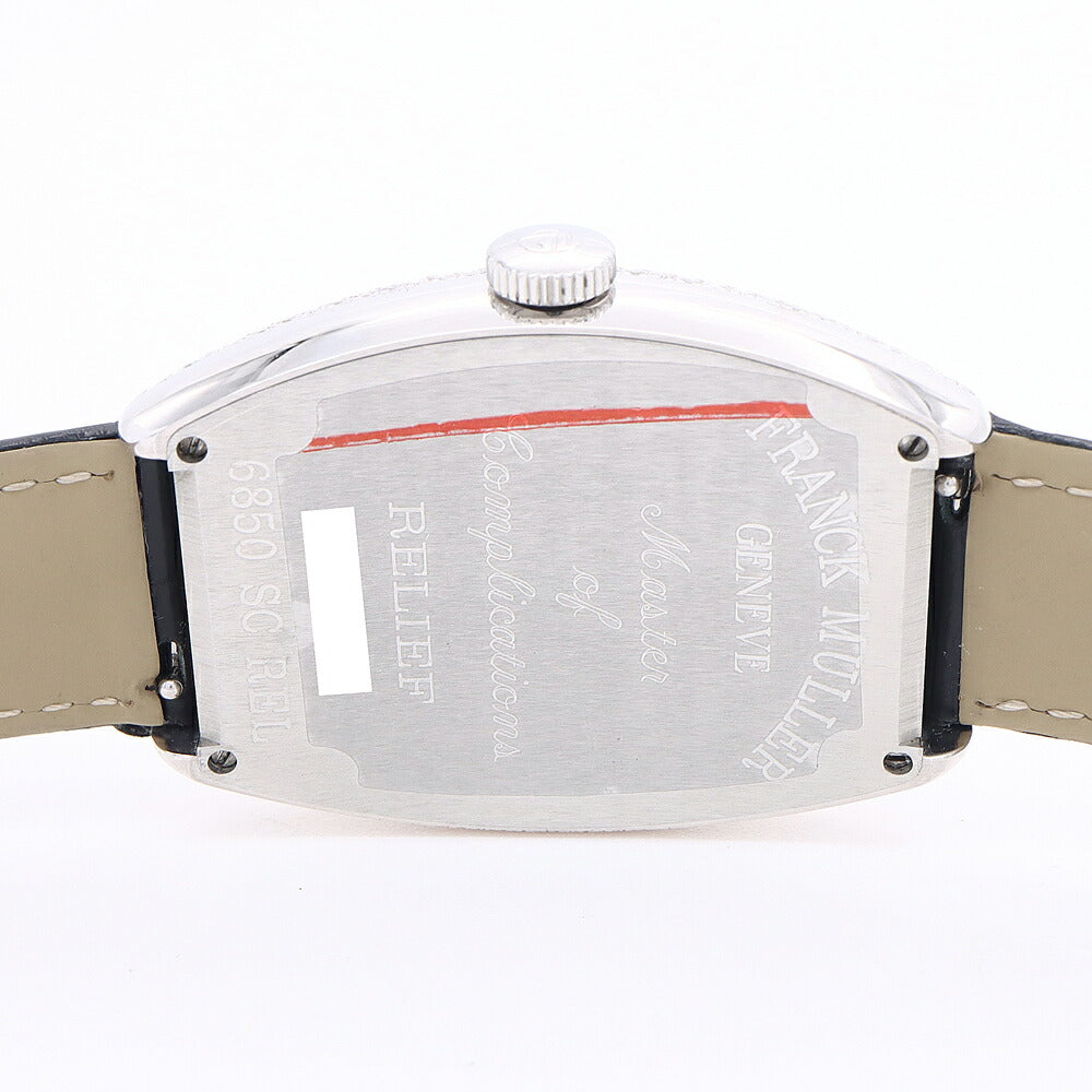 FRANCK MULLER フランクミュラー トノーカーベックス レリーフ ダイヤベゼル ダイヤ文字盤 6850SCREL ダイヤモンド デイト SS ステンレス アフターダイヤ メンズ 自動巻き【6ヶ月保証】【中古】【腕時計】