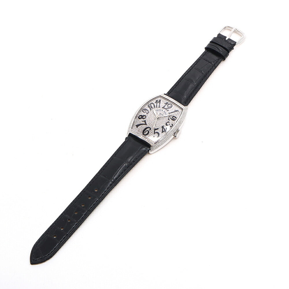 FRANCK MULLER フランクミュラー トノーカーベックス レリーフ ダイヤベゼル ダイヤ文字盤 6850SCREL ダイヤモンド デイト SS ステンレス アフターダイヤ メンズ 自動巻き【6ヶ月保証】【中古】【腕時計】
