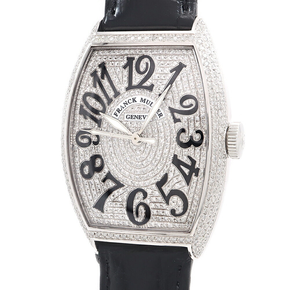 FRANCK MULLER フランクミュラー トノーカーベックス レリーフ ダイヤベゼル ダイヤ文字盤 6850SCREL ダイヤモンド デイト SS ステンレス アフターダイヤ メンズ 自動巻き【6ヶ月保証】【中古】【腕時計】