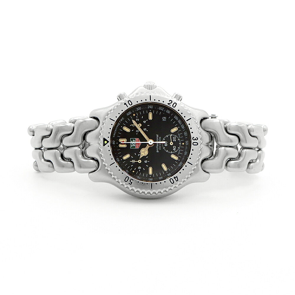電池交換済 TAG Heuer タグホイヤー S/el セル プロフェッショナル200 クロノグラフ CG1110 デイト 200m防水 黒 ブラック SS ステンレス メンズ クォーツ【6ヶ月保証】【腕時計】【中古】