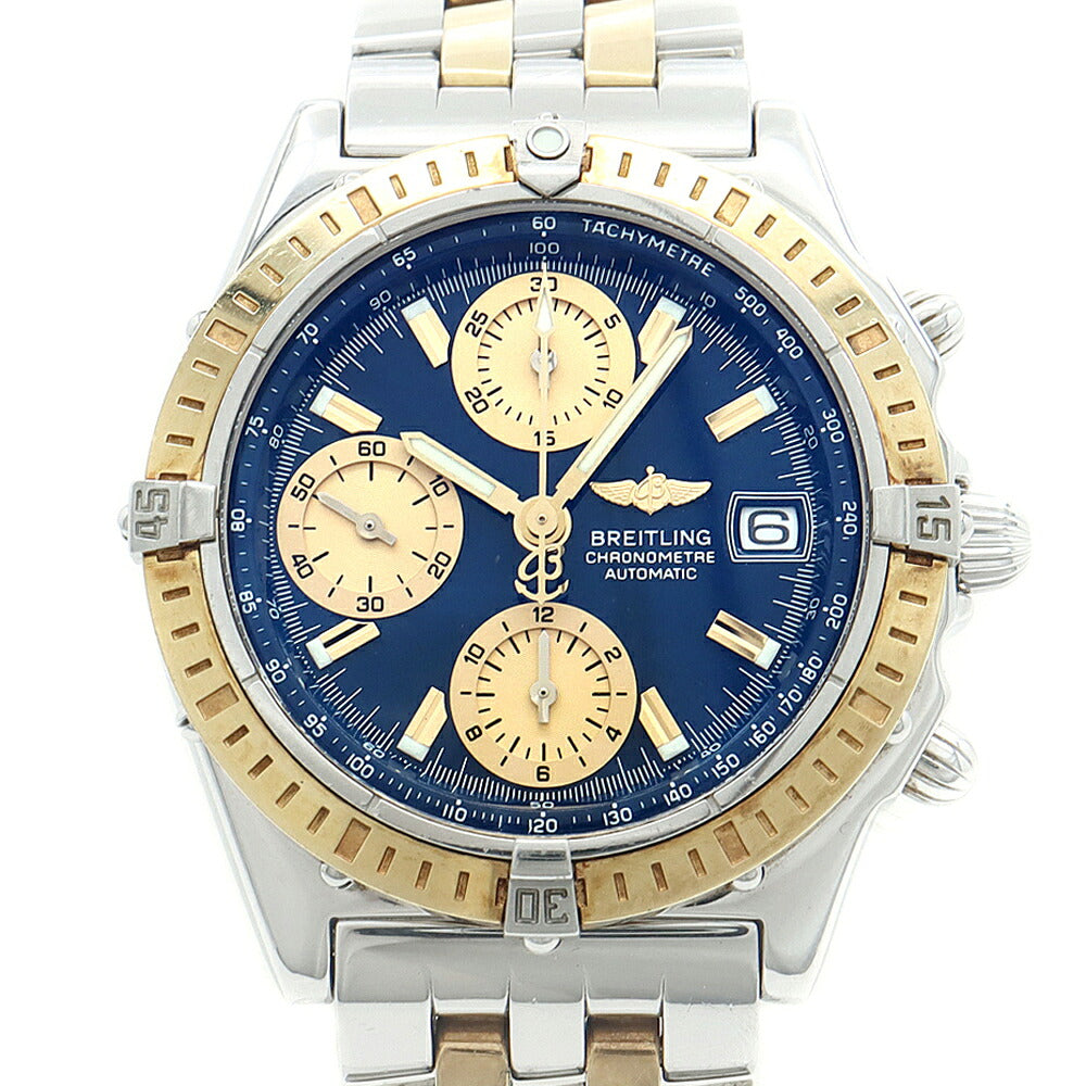 BREITLING ブライトリング クロノマット D13352 クロノグラフ デイト 100m防水 青 ブルー ゴールド K18YG イエローゴールド SS ステンレス コンビ メンズ 自動巻き【6ヶ月保証】【腕時計】【中古】
