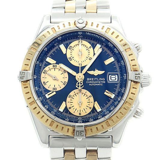 BREITLING ブライトリング クロノマット D13352 クロノグラフ デイト 100m防水 青 ブルー ゴールド K18YG イエローゴールド SS ステンレス コンビ メンズ 自動巻き【6ヶ月保証】【腕時計】【中古】
