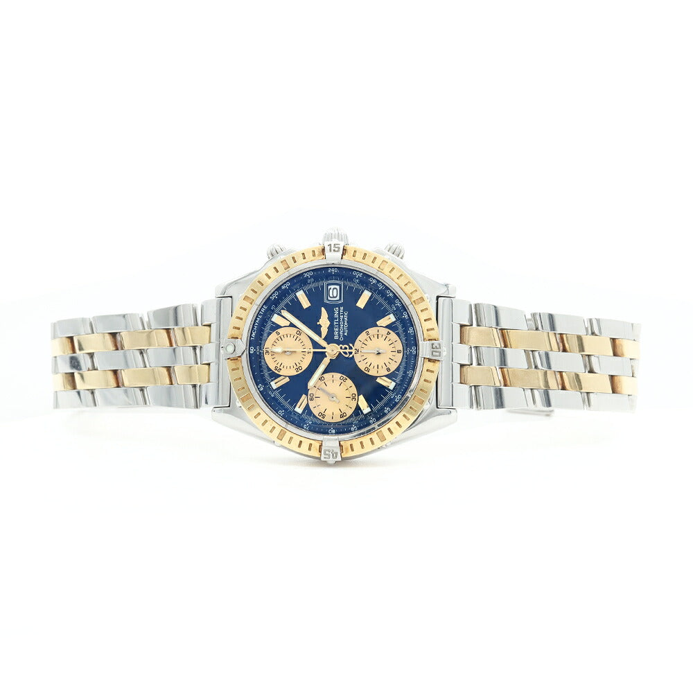 BREITLING ブライトリング クロノマット D13352 クロノグラフ デイト 100m防水 青 ブルー ゴールド K18YG イエローゴールド SS ステンレス コンビ メンズ 自動巻き【6ヶ月保証】【腕時計】【中古】