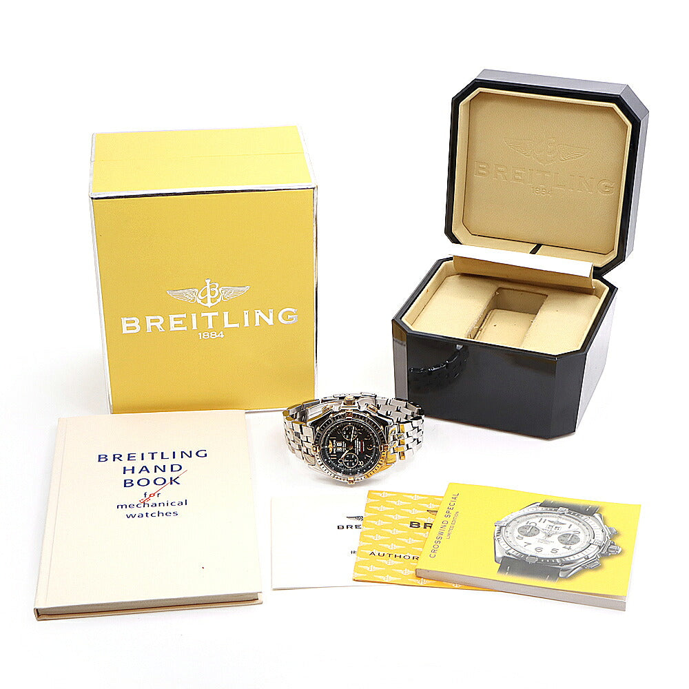 BREITLING ブライトリング クロスウィンド スペシャル ビコロ 1000本限定 B44356 クロノグラフ ビッグデイト スモールセコンド 100m防水 黒 ブラック SS ステンレス YG イエローゴールド コンビ メンズ 自動巻き【6ヶ月保証】【腕時計】【中古】