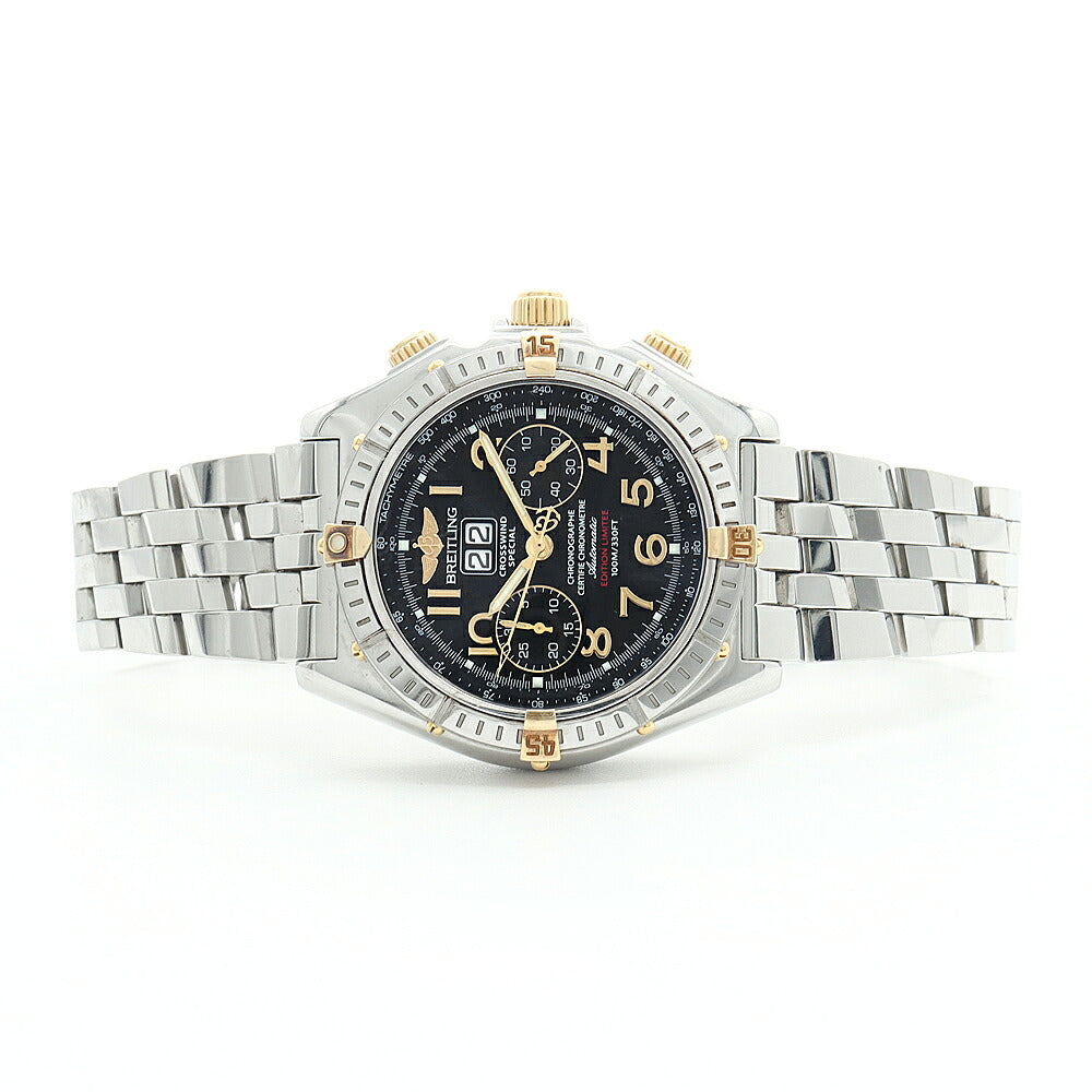 BREITLING ブライトリング クロスウィンド スペシャル ビコロ 1000本限定 B44356 クロノグラフ ビッグデイト スモールセコンド 100m防水 黒 ブラック SS ステンレス YG イエローゴールド コンビ メンズ 自動巻き【6ヶ月保証】【腕時計】【中古】