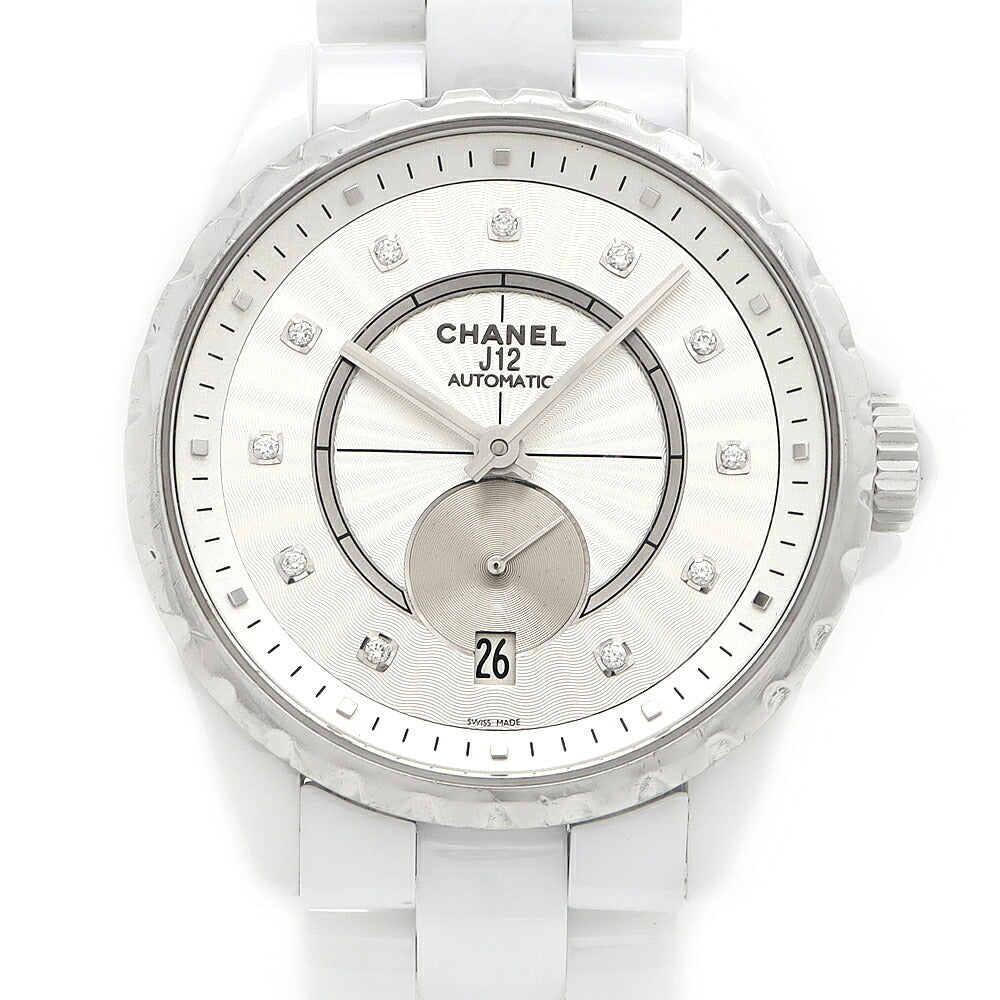 CHANEL シャネル J12 365 H4345 ダイヤモンド 11Pダイヤ 100m防水 デイト スモールセコンド シルバー CE セラミック SS ステンレス コンビ メンズ レディース ボーイズ 自動巻き【6ヶ月保証】【腕時計】【中古】