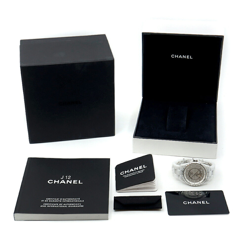 CHANEL シャネル J12 365 H4345 ダイヤモンド 11Pダイヤ 100m防水 デイト スモールセコンド シルバー CE セラミック SS ステンレス コンビ メンズ レディース ボーイズ 自動巻き【6ヶ月保証】【腕時計】【中古】