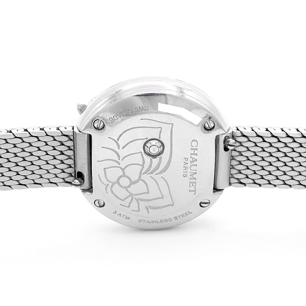 電池交換済 CHAUMET ショーメ オルタンシア コレクション W85411 純正ダイヤモンド ダイヤベゼル 1Pダイヤ 30ｍ防水 緑 グリーン SS ステンレス レディース クォーツ【6ヶ月保証】【腕時計】【中古】