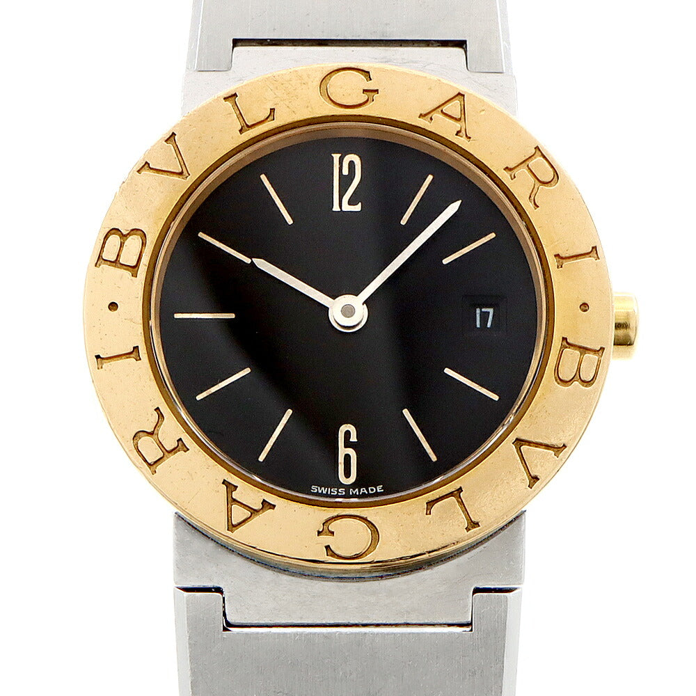 電池交換済 BVLGARI ブルガリ ブルガリブルガリ BB26SG デイト 黒 ブラック SS ステンレス K18YG イエローゴールド コンビ レディース クォーツ【6ヶ月保証】【腕時計】【中古】