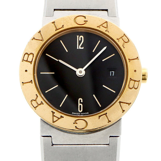 電池交換済 BVLGARI ブルガリ ブルガリブルガリ BB26SG デイト 黒 ブラック SS ステンレス K18YG イエローゴールド コンビ レディース クォーツ【6ヶ月保証】【腕時計】【中古】