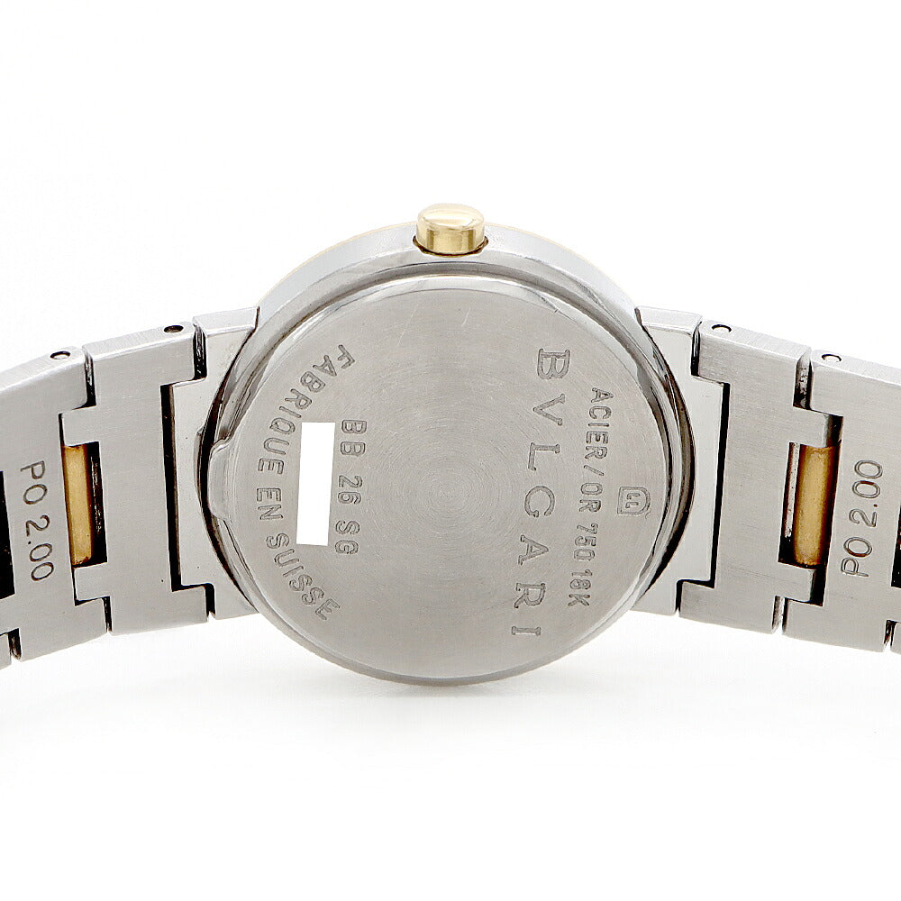 電池交換済 BVLGARI ブルガリ ブルガリブルガリ BB26SG デイト 黒 ブラック SS ステンレス K18YG イエローゴールド コンビ レディース クォーツ【6ヶ月保証】【腕時計】【中古】