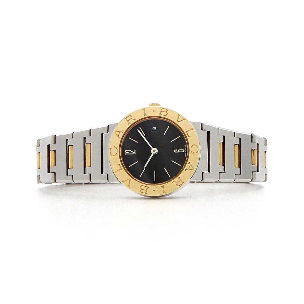 電池交換済 BVLGARI ブルガリ ブルガリブルガリ BB26SG デイト 黒 ブラック SS ステンレス K18YG イエローゴールド コンビ レディース クォーツ【6ヶ月保証】【腕時計】【中古】