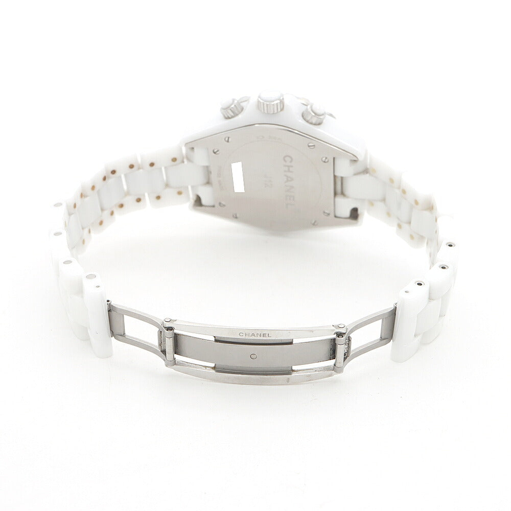 CHANEL シャネル J12 41mm クロノグラフ 2重ダイヤベゼル H2009 ダイヤモンド 9Pダイヤ 200m防水 デイト 白 ホワイト CE セラミック SS ステンレス アフターダイヤ メンズ 自動巻き【6ヶ月保証】【腕時計】【中古】
