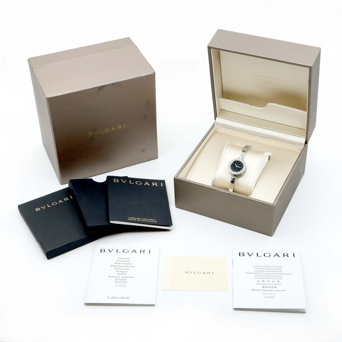 電池交換済 BVLGARI ブルガリ B-zero1 ビーゼロワン BZ23S 黒 ブラック SS ステンレス レディース クォーツ【6ヶ月保証】【腕時計】【中古】