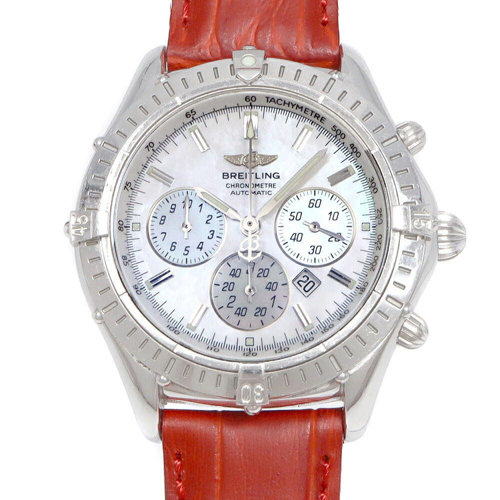 BREITLING ブライトリング シャドウ フライバック クロノグラフ A35312 デイト スモールセコンド 100m防水 白 ホワイトシェル SS ステンレス 純正尾錠 メンズ 自動巻き【6ヶ月保証】【腕時計】【中古】