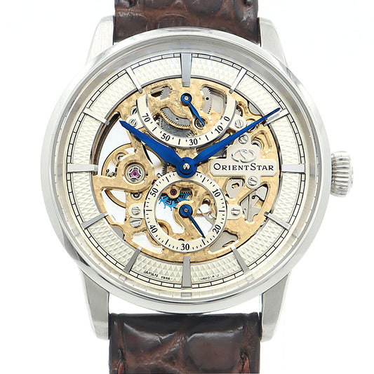 ORIENT STAR オリエントスター クラシックコレクション F8B6-UAA0 スケルトン 50ｍ防水 スモールセコンド パワーリザーブ シャンパン SS ステンレス 純正ベルト 純正尾錠 メンズ 手巻き【6ヶ月保証】【腕時計】【中古】