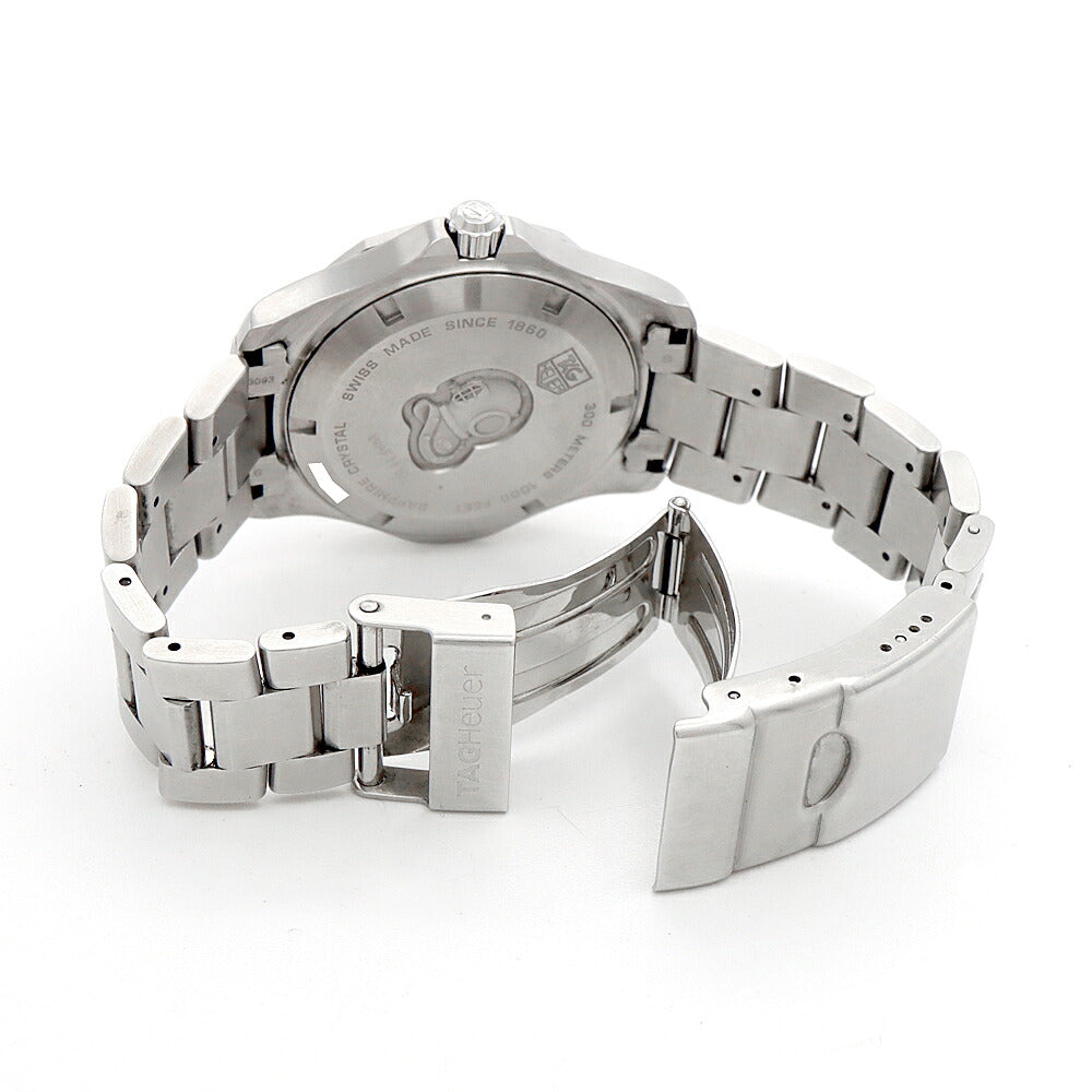 電池交換済 TAG Heuer タグホイヤー アクアレーサー WAF1110 デイト 300ｍ防水 黒 ブラック SS ステンレス メンズ クォーツ【6ヶ月保証】【腕時計】【中古】